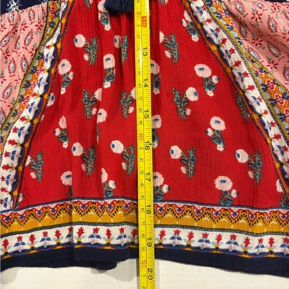 Patrons of Peace Bohemian Patchwork Sleeveless Double bow Tassel Top Women’s M - Picture 4 of 5